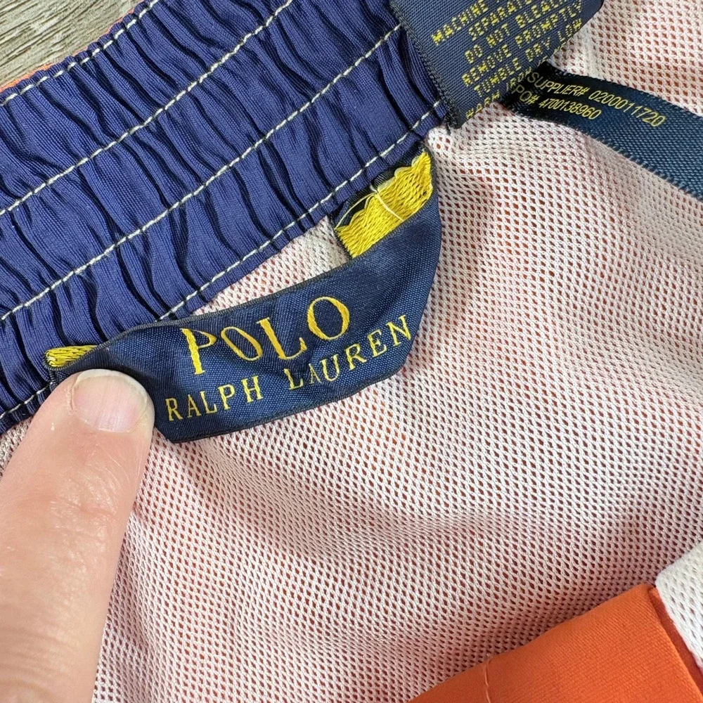 Polo‎ Ralph Lauren Mens Orange Cargo Swim Trunks Board Shorts Medium Drawstring